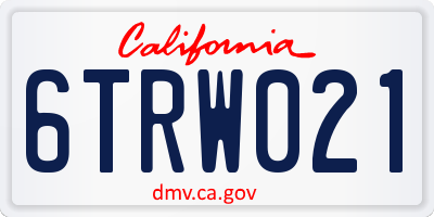 CA license plate 6TRW021