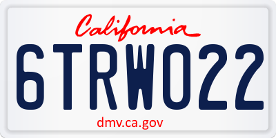 CA license plate 6TRW022