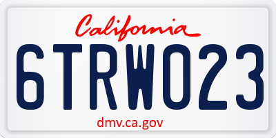 CA license plate 6TRW023