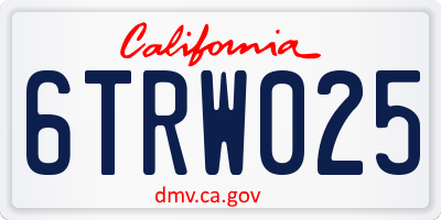 CA license plate 6TRW025