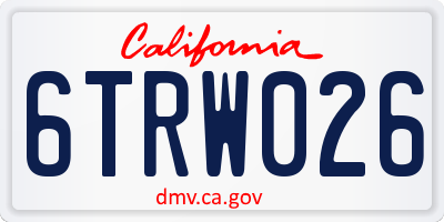 CA license plate 6TRW026