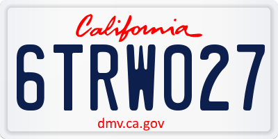 CA license plate 6TRW027