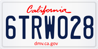 CA license plate 6TRW028