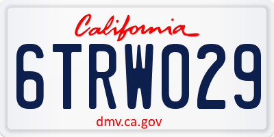 CA license plate 6TRW029