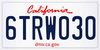 CA license plate 6TRW030