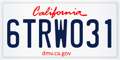 CA license plate 6TRW031