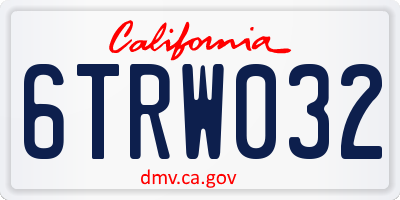 CA license plate 6TRW032