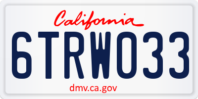 CA license plate 6TRW033