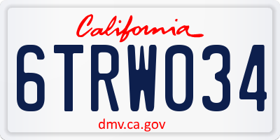 CA license plate 6TRW034