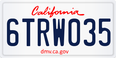 CA license plate 6TRW035