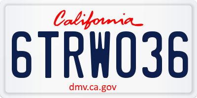 CA license plate 6TRW036