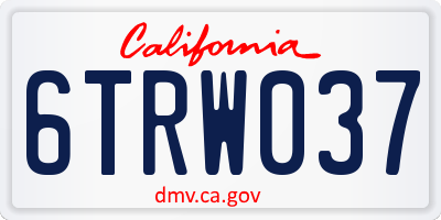 CA license plate 6TRW037