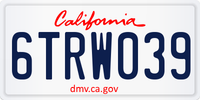 CA license plate 6TRW039