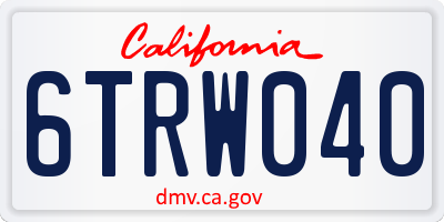 CA license plate 6TRW040