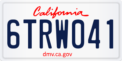 CA license plate 6TRW041