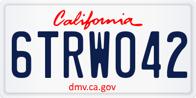 CA license plate 6TRW042