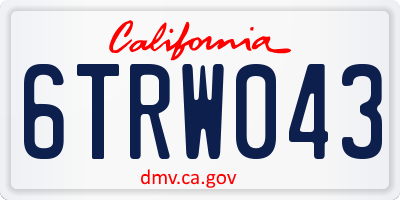 CA license plate 6TRW043