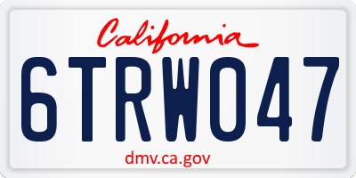 CA license plate 6TRW047