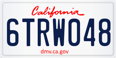 CA license plate 6TRW048