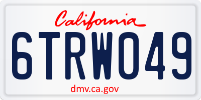 CA license plate 6TRW049