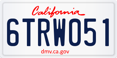 CA license plate 6TRW051