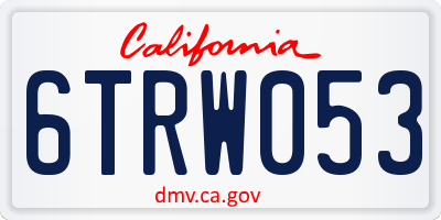CA license plate 6TRW053