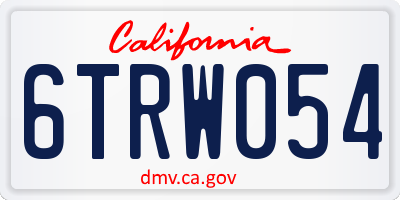 CA license plate 6TRW054
