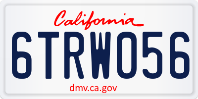 CA license plate 6TRW056