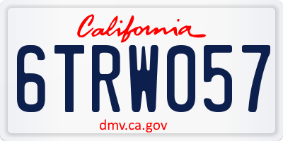 CA license plate 6TRW057