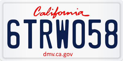 CA license plate 6TRW058