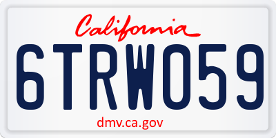 CA license plate 6TRW059