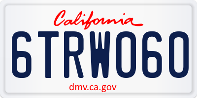 CA license plate 6TRW060