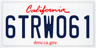 CA license plate 6TRW061