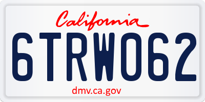 CA license plate 6TRW062