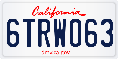 CA license plate 6TRW063