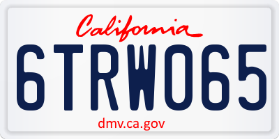 CA license plate 6TRW065