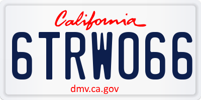 CA license plate 6TRW066