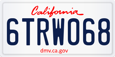 CA license plate 6TRW068