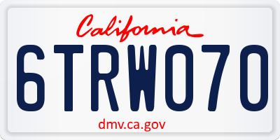 CA license plate 6TRW070