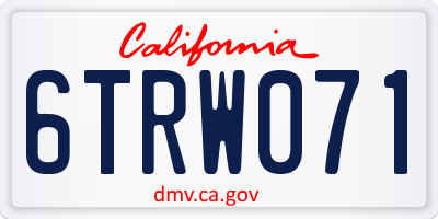 CA license plate 6TRW071