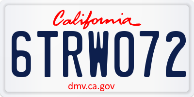 CA license plate 6TRW072