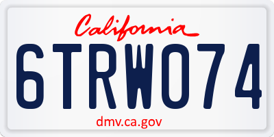 CA license plate 6TRW074