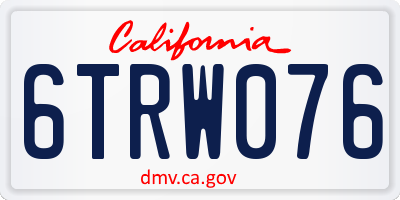 CA license plate 6TRW076