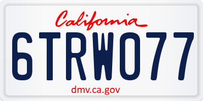 CA license plate 6TRW077