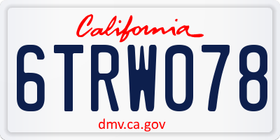 CA license plate 6TRW078