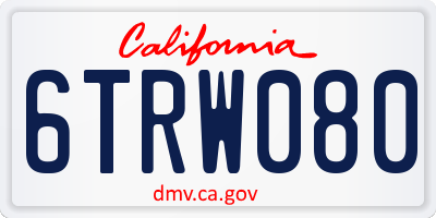 CA license plate 6TRW080
