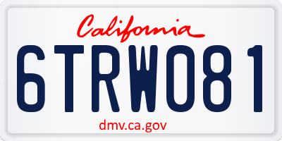 CA license plate 6TRW081