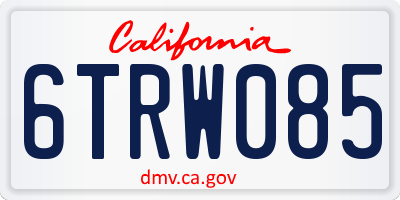 CA license plate 6TRW085