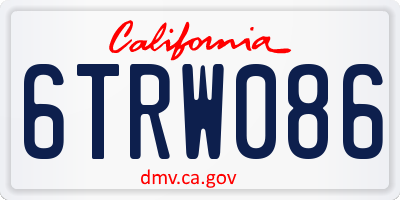 CA license plate 6TRW086