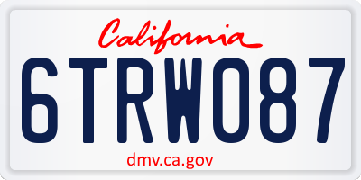 CA license plate 6TRW087